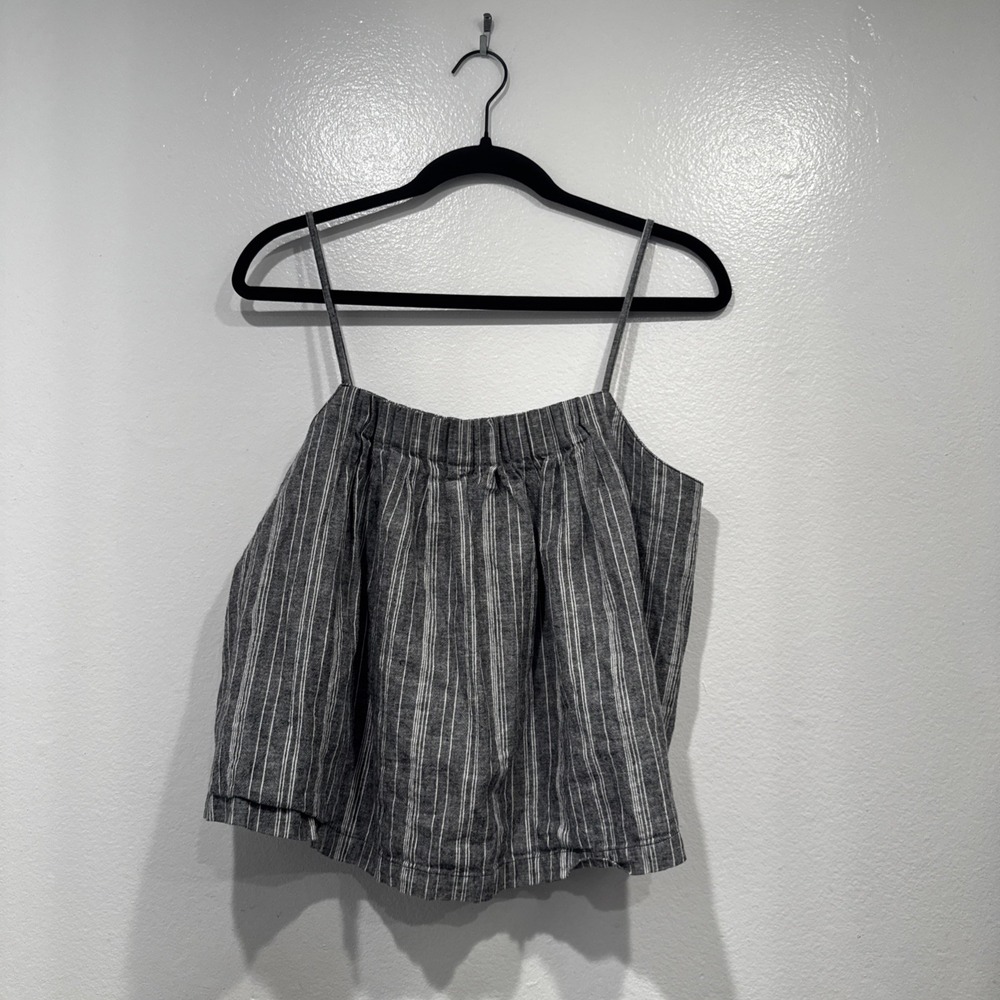 Outerknown Tides Crop Top‎ Womens Size Medium Linen Blend Striped Coastal Boho